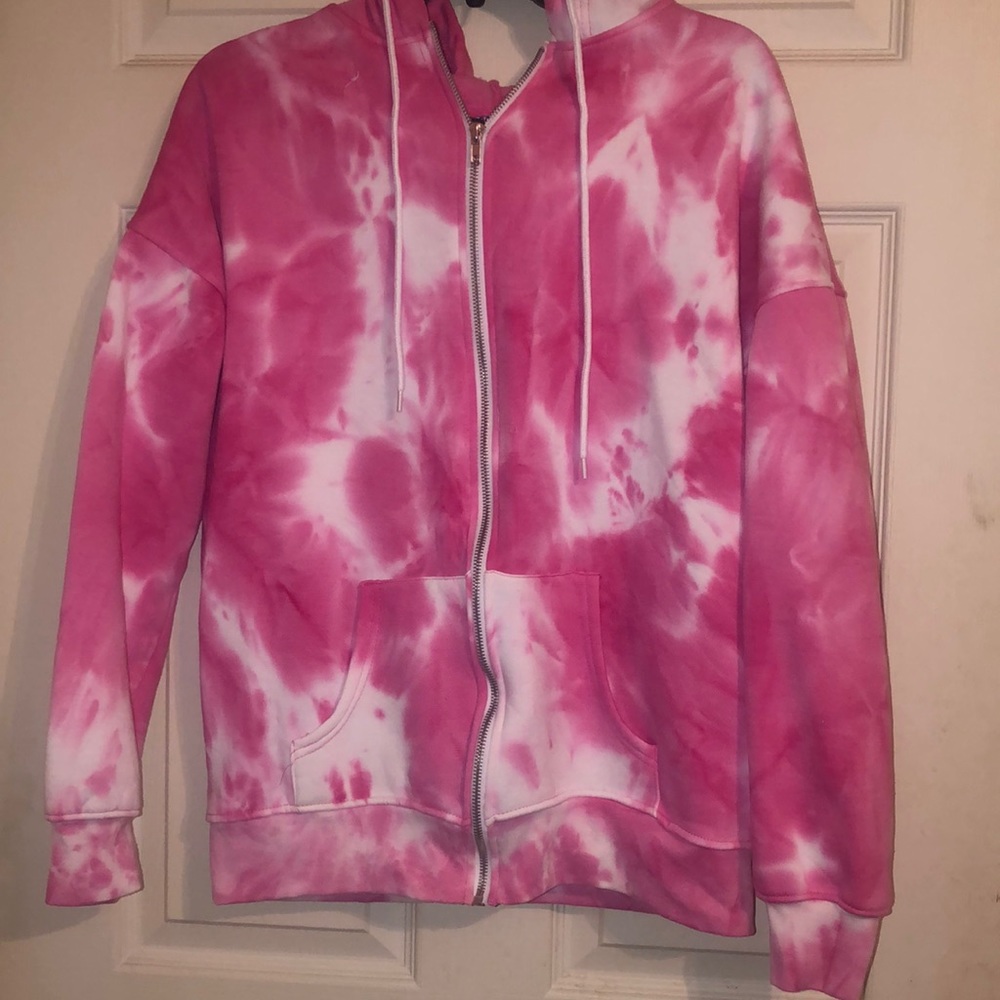 WOMANS PINK TIE DYE BF JACKET